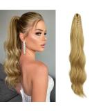 Fine Ponytail Extensions Clamp - 50 cm Wavy Light Honeyblond Hair Extensions for Women - Clip-In Braids - Buy Online on GoSupps.com