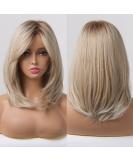 Allebll Blonde Wigs for Women | Layered Synthetic Wigs with Bangs | Natural Light Blonde Hair - Buy Online on GoSupps.com