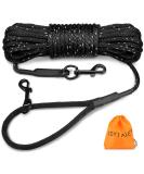 Joytale Reflective Drag Line for Dogs | 15m Nylon Dog Leash with Padded Handle & 2 Carabiner Hooks | Ideal Training Line for Puppies & Small Dogs | 1 Pack - Black - Buy Online on GoSupps.com