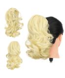 Gairyan 30cm Bleached Blonde Curly Ponytail Hair Extensions | Claw Clip Synthetic Wavy Braid for Women - Buy Online on GoSupps.com
