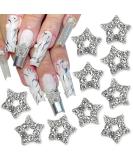10pcs Crystal Alloy Star Nail Charms Rhinestones - 3D Stars Nail Art Gems in Silver - Women's Nail Accessories - Buy Online on GoSupps.com