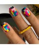 Vezocim Press on Nails - 24 Pcs Short Square Matte Acrylic Full Cover Fake Nails with Plaid Designs - Extra Short Stick-On Nails with Glue for Women & Girls - Buy Online on GoSupps.com