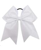 Glitter Cheer Bows - Cheerleading Softball Gifts for Girls and Women Team Bow with Ponytail Holder Complete your Cheerleader Outfit Uniform Strong Hair Ties Bands Elastics by Kenz Laurenz (1) (White) - Buy Online on GoSupps.com