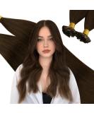 Ugeat Keratin Hair Extensions - 40cm Flat Tip Dark Brown 50g Real Human Hair 16 Inch Bonding Extensions - Buy Online on GoSupps.com