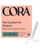 Cora Organic Applicator Tampons | Super Absorbency | 100% Cotton Core, Unscented, BPA-Free Compact Applicator | Leak Protection, Easy Insertion, Non-Toxic | 36 Count 36 Count (Pack of 1) - Buy Online on GoSupps.com