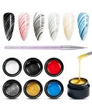 MEET ACROSS 6 Colors Spider Gel for Nail Art - Elastic Drawing Gel for UV LED Nails - DIY Manicure Kit with Brushes - Buy Online on GoSupps.com