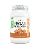 Vegan 7K Protein Powder - 1kg Salted Caramel | Pure Plant-Based Protein Blend (Rice Almond Soy Pea Hemp Cranberry Sunflower) - Ideal for Smoothies & Fitness - Buy Online on GoSupps.com