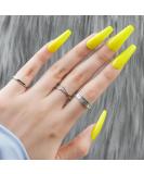 Long Coffin Press on Nails  Jofay Fashion Fake Nails Reusable  Glossy False Nails with Glue  Solid Color Stick on Nails for Women Girls Gift  Acrylic Nail Tips  Fluorescent Yellow  24pcs - Buy Online on GoSupps.com