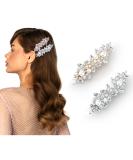 Lusofie 2Pcs Rhinestone Hair Clips Crystal Pearl Bridal Hair Clip Fancy Hair Clips Wedding Accessories Hair Barrettes for Women Girls Bridal - Buy Online on GoSupps.com