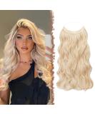 Feshfen Invisible Hair Extensions - Honey Blonde & Platinum Blonde Curly 45cm | Adjustable Secret Hair Part for Women - Buy Online on GoSupps.com