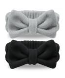 Spa Headband 2-Pack with Bow, Facial Makeup Headbands for Women - Black & Grey - Buy Online on GoSupps.com
