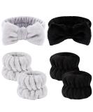 ACO-UINT 6Pcs Spa Headbands & Wrist Washbands Set for Women - Soft & Absorbent Skincare Accessories in Black and Gray - Buy Online on GoSupps.com