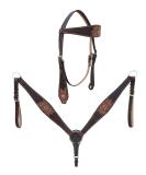 Western Leather Tooled Horse Tack Set - 78HR Flower Antique Brown - Full Horse Size - Buy Online on GoSupps.com