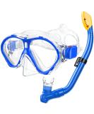 Gintenco Kids Snorkel Set - Unisex Swimming Goggles & Anti-Fog Diving Mask Combo for Youth | Blue - Buy Online on GoSupps.com
