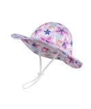 LANGZHEN Baby Girls Beach Sun Hat with Chin Strap | Adjustable Toddler Kids Wide Brim Summer Play Hat | Maple Leaves Design | 1-2 Years - Buy Online on GoSupps.com