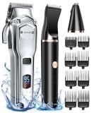 oneisall Dog Clippers and Dog Paw Trimmer 2 in 1 Kit Professional for Thick Hair Low Noise Cordless Dog Grooming Kit with Stainless Steel Blade Pet Shaver Trimmer for Dogs Cats Waterproof Black silver - Buy Online on GoSupps.com
