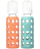 Lifefactory 9oz Glass Baby Bottle 2pk Bundle with Stage 3 Nipples - Kale & Papaya - Buy Online on GoSupps.com