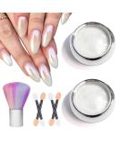 BISHENGYF White Pearl Chrome Nail Powder + Duster Brush Set for Mirror Effect Aurora Magic Nail Art - Holographic Pigment Included - Buy Online on GoSupps.com