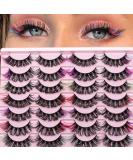 Uranian Colorful Fluffy Faux Mink Eyelashes - 14 Pairs D Curl Long Dramatic Volume Lashes for Women & Girls - Buy Online on GoSupps.com