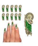 San Judas Nail Charms - 10PCS 3D Nail Diamonds Art Charms for Acrylic Nails - Rhinestones, Gems, and Crystals - Green Design - Buy Online on GoSupps.com