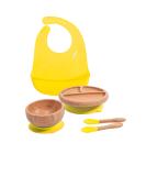 Love Earth Bamboo Baby Weaning Set - 5 Piece Eco-Friendly Set for Babies 3 Months to 6 Years - Includes Suction Plate, Bowl, Spoons, and Silicone Bib (Yellow) - Buy Online on GoSupps.com