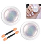 Neon Iridescent Chrome Nail Powder Set - Metallic Nail Pigment for Gel Nails | Magic Rainbow & White Pearl Glitter Decor (2 Pcs - Buy Online on GoSupps.com