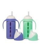 Set of 2 Glass Sippy Cups for Toddlers - The Luca | Mint Green & Indigo Purple | 8oz Spill-Proof Straw Cup | Silicone Straw | BPA-Free - Buy Online on GoSupps.com