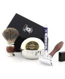 Haryali London 5 Pc Shaving Kit with Double Edge Safety Razor - Super Badger Brush, Soap, Bowl, Alum, Antique Maroon Shaving Set - Perfect Gift Set - Buy Online on GoSupps.com