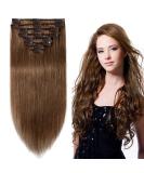 Elailite Standard Weft Hair Extensions - 20 Light Brown Remy Clip-In Human Hair - 8 Pieces Full Head, 105g - Buy Online on GoSupps.com