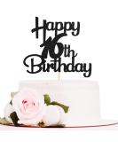 Sotpot Black Glitter 16 Cake Topper 16th Birthday Cake Decorations for Birthday Party Anniversary Party Supplies 16th Cake Topper - Buy Online on GoSupps.com