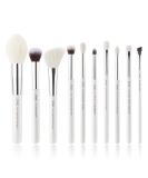 Buy Jessup 10-Piece Professional Makeup Brush Set - Pink & White/Silver | Essential Beauty Tools for Flawless Makeup Application - International Shipping Available - Buy Online on GoSupps.com
