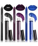 NewBang 3Pcs Dark Lipstick & Lipliner Set - Matte Liquid Lipstick, Lip Gloss & Liner in Black, Blue, Purple - Waterproof, Longlasting - Halloween/Christmas Makeup - 3 Count - Buy Online on GoSupps.com