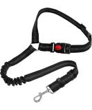 Adjustable Safety Harness for Dogs | Heavy Duty Nylon with 360 Rotary Carabiner & Elastic Buffer - Headrest Style (Black) - Buy Online on GoSupps.com