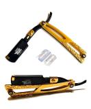 Gold and Black Straight Edge Shaving Razor for Barbers | Lightweight Cutthroat Razor for Hair Beard & Mustache Cutting - Buy Online on GoSupps.com