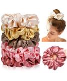 CEELGON Large Silk Satin Scrunchies for Women - Pack of 6 Oversized Hair Ties in Pink Champagne Ivory Gold - Buy Online on GoSupps.com