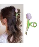 Large Purple Tulip Hair Claw Clip - Non-Slip Metal Hair Accessory for Thick and Thin Hair - Buy Online on GoSupps.com