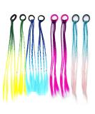 Colorful 8-Piece Hair Strands Set | 40 cm Twist Braid Extensions | Stylish Braiding Rubber Bands for Girls & Women - 4 Vibrant Colors - Buy Online on GoSupps.com