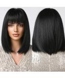 Oufei Black Bob Wig with Ponytail | Synthetic Hair Wigs for Women | Perfect for Cosplay & Daily Use (1052-1) - Buy Online on GoSupps.com