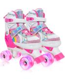 MammyGol Adjustable Roller Skates with Full Light Up Wheels for Girls | X-Small - Small - Medium Sizes | Ages 3-8 | Quad Skates in Rainbow Pink - Buy Online on GoSupps.com
