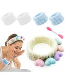 6 Pcs Women's Headband Set with Cute Spa Headband, Wrist Washbands, and Double-Ended Face Mask Brush - Ideal for Skincare and Makeup Routine - Buy Online on GoSupps.com