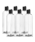 ljdeals 16 oz Clear Plastic Empty Bottles with Black Disc Top Caps, Squeezable Refillable Containers for Shampoo, Lotions, Cream and more Pack of 6, BPA Free, Made in USA - Buy Online on GoSupps.com
