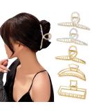 MojiDecor Anti-Slip Gold Metal Hair Claw Clips - Set of 5 Large Clips for Women with Thick, Thin, Curly, and Wavy Hair - Buy Online on GoSupps.com