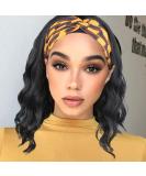 Oseti Short Curly Headband Wig for Black Women - 14 Inch Black Wavy Body Wave Bob Wig with Ice Silk Turban - Synthetic Headband Attached for Easy Styling - Buy Online on GoSupps.com
