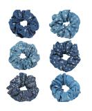 6-Piece Denim Blue Hair Scrunchies Set for Women and Girls - Elastic Hair Ties and Accessories - Buy Online on GoSupps.com