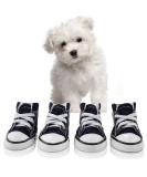 abcGoodefg Pet Dog Shoes | Puppy Canvas Sport Sneaker Boots | Outdoor Nonslip Causal Rubber Sole Shoes for Small Dog - Dark Blue - Buy Online on GoSupps.com