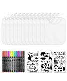 12 pieces for painting with 12 colored colored textile pins and 3 times stencils double -sided baby bibs paint white bibs gift for babyshower party DIY (22 x 18 cm) - Buy Online on GoSupps.com