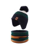XIAOHAWANG Striped Winter Baby Beanie Hat + Scarf Set | Boys Girls Toddler Kids 9-24 Months | Warm Knitted Classic Beanie | Green - Buy Online on GoSupps.com