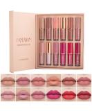 Shop 12 Colors Nude Matte Lipstick & Non-Stick Lip Gloss Set - Waterproof Durable Women's Gift - Buy Online on GoSupps.com