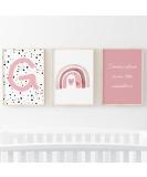 Pompom Prints Set of 3 Girls Bedroom Rainbow Nursery Prints - Scandi Boho Style Decor for Playroom - A3 Size (Picture Frames not Included) - Buy Online on GoSupps.com