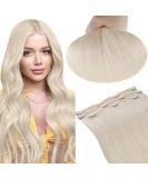 Runature Clip-In Real Hair Extensions - Platinum Blonde Silky 50g #60 - 25cm (10 Inch) - 3 Pieces - Buy Online on GoSupps.com